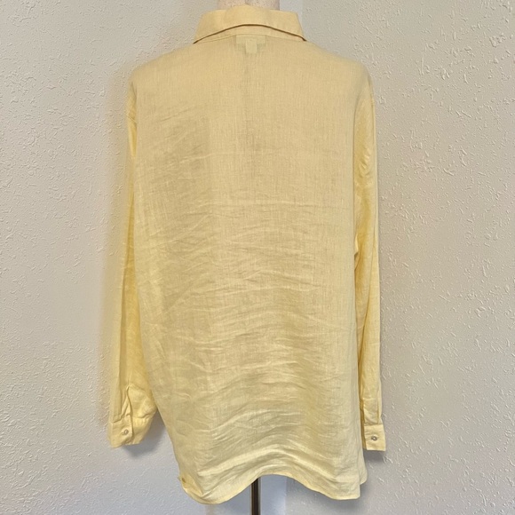J. Jill Love Linen Butter Yellow 100% Linen Button Down - Picture 3 of 9